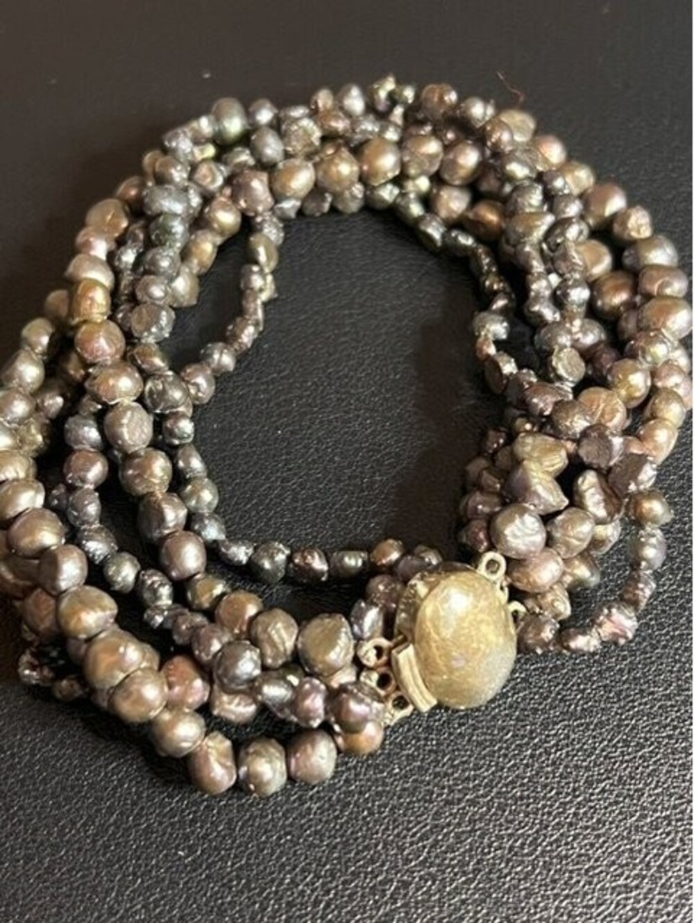 B6526 Sterling Silver Multi-Strand Baroque Freshwater Pearl Bracelet Peacock 8"